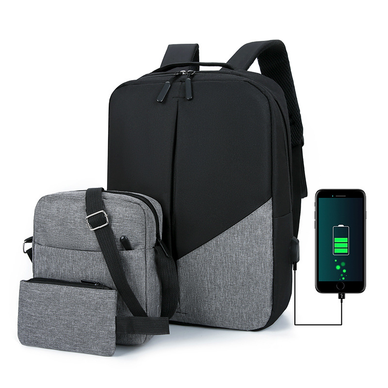 Mochila transfronteriza para hombres de viaje de ocio de gran capacidad de tres piezas multifunción USB mochila escolar de cercanías de negocios