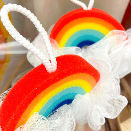 Ins style cute Internet celebrity sponge rainbow double bath flower bath ball bubble bath soft baby bath bath artifact