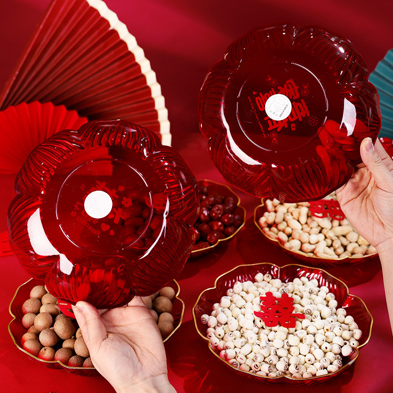 Platos de bodas rojos, platos de bodas de compromiso, platos de frutas, mesa de té de la sala de estar, suministros especiales de boda.