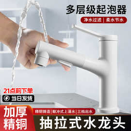 厨房水龙头全铜 水槽单冷水龙头 洗脸洗漱台浴室台盆面抽拉水龙头