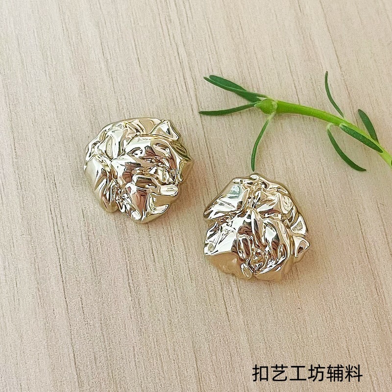 不规则褶皱金属纽扣diy小香风外套大衣毛衣衬衫服装辅料手缝扣|undefined