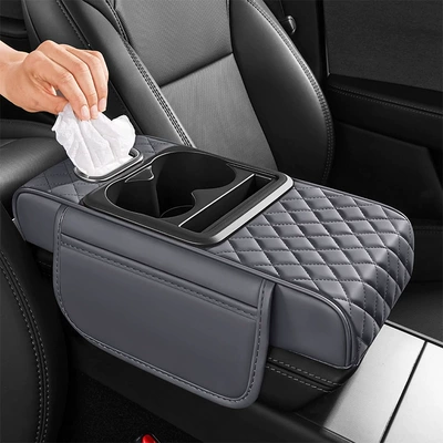 Mat, Multifunctional Universal Car Armrest: Armrest box pad - light-gray-upgraded-model-with-tissue-box
