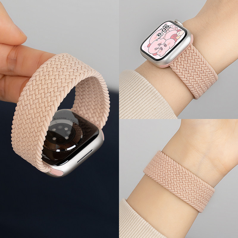 适用iwatch11表带苹果S10弹力applewatch9单圈编织腕带S8尼龙高级