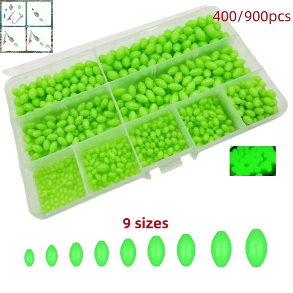 400/900 pieces bait olive beads fluorescent night light plastic fish bait beads suit with anti-collision beads