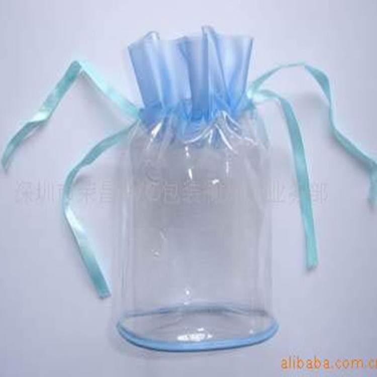 PVC拉绳袋穿绳袋锁绳袋电压束口袋透明拉绳化妆袋电压绳扣礼品袋