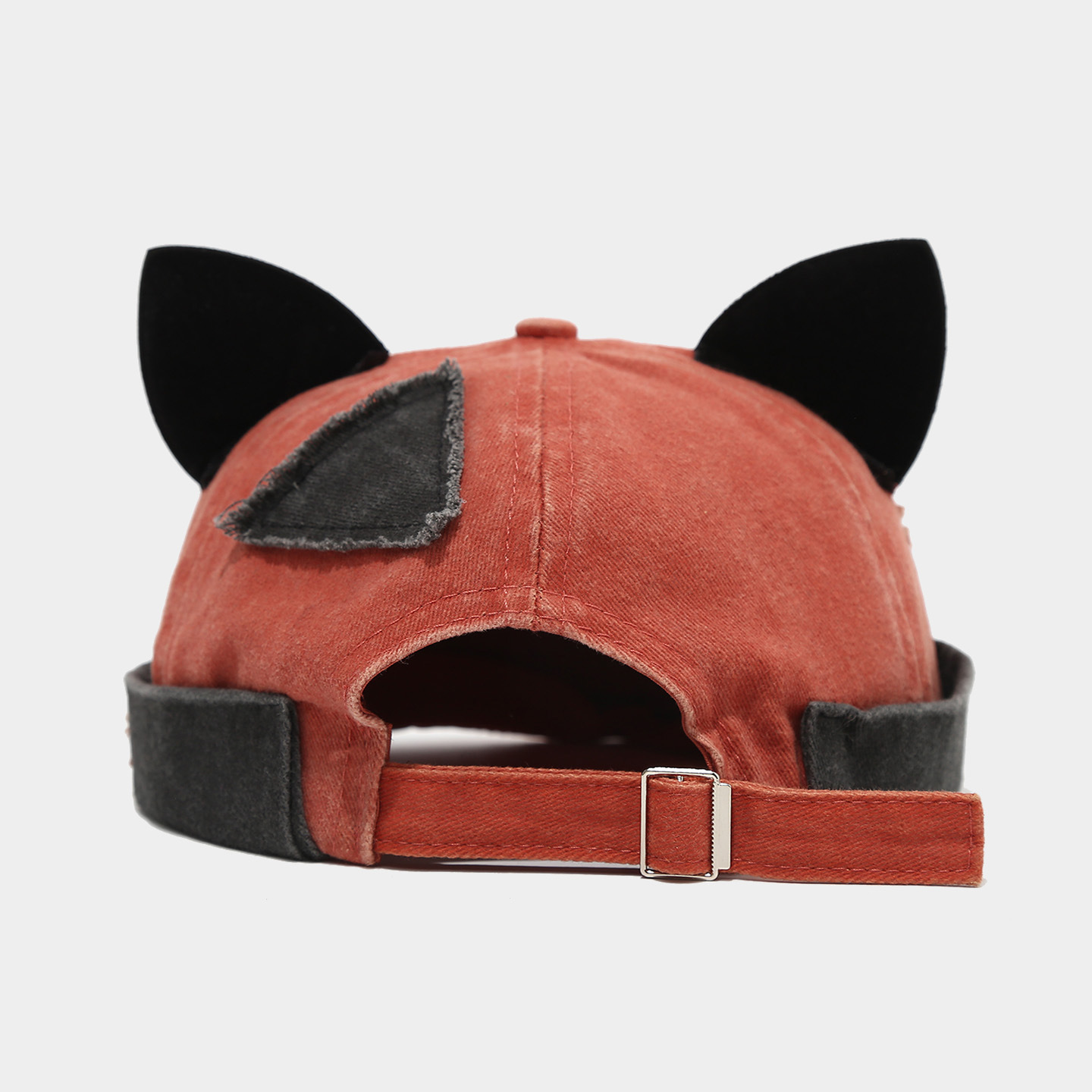 Gorra de propietario de orejas de zorro retro, costura de lavado de marea para mujer, sombrero de piel de melón viejo, sombrero de estudiante personalizado de hip-hop sin aleros image 9
