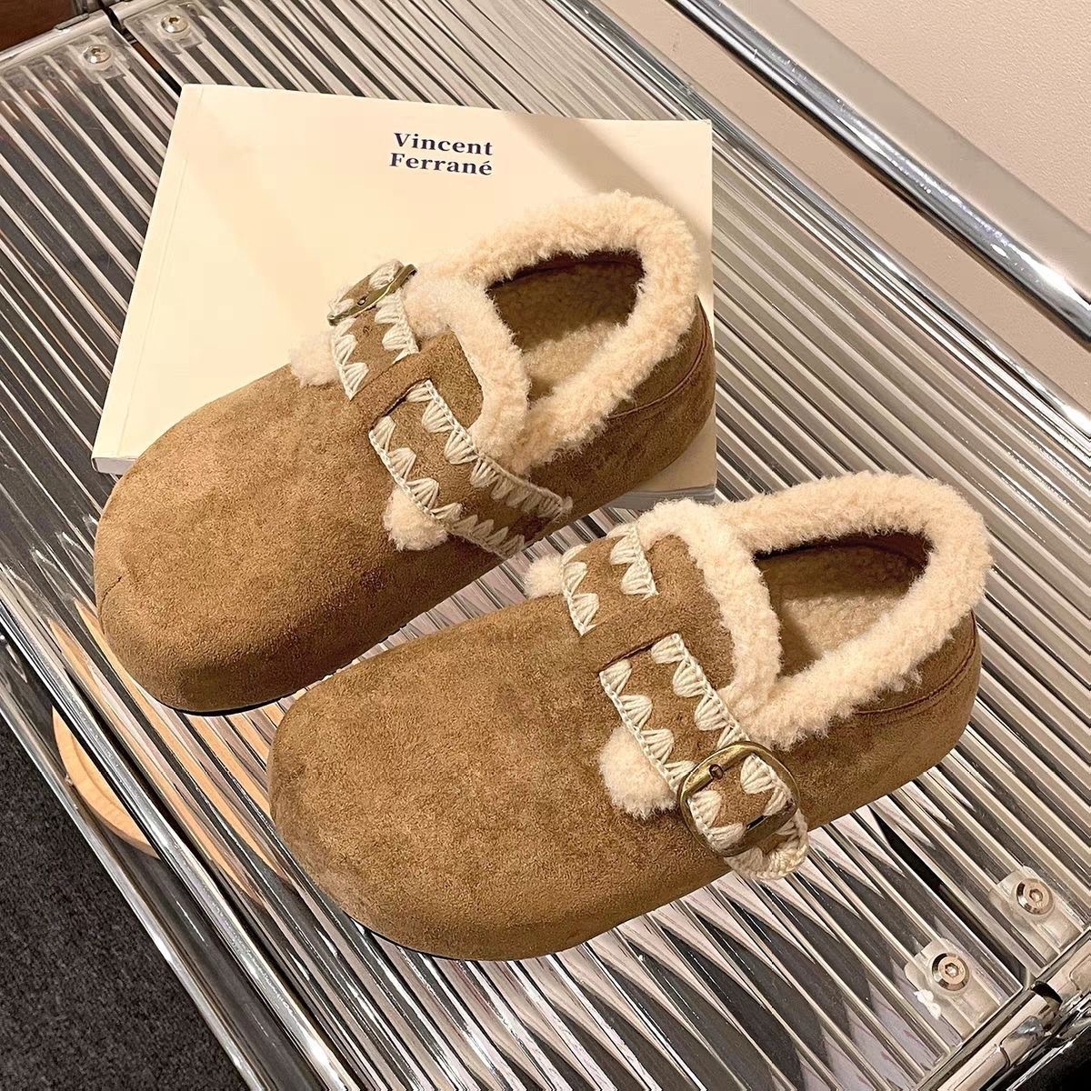 기모 버켄 신발 스웨터 신발 여성 신발 외신 2025 신형 가을겨울 보온 버켄 솜 신발 스노우 부츠