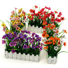 跨境仿真植物盆栽家居装饰摆件仿真花春草紫罗兰套装婚庆拍摄道具