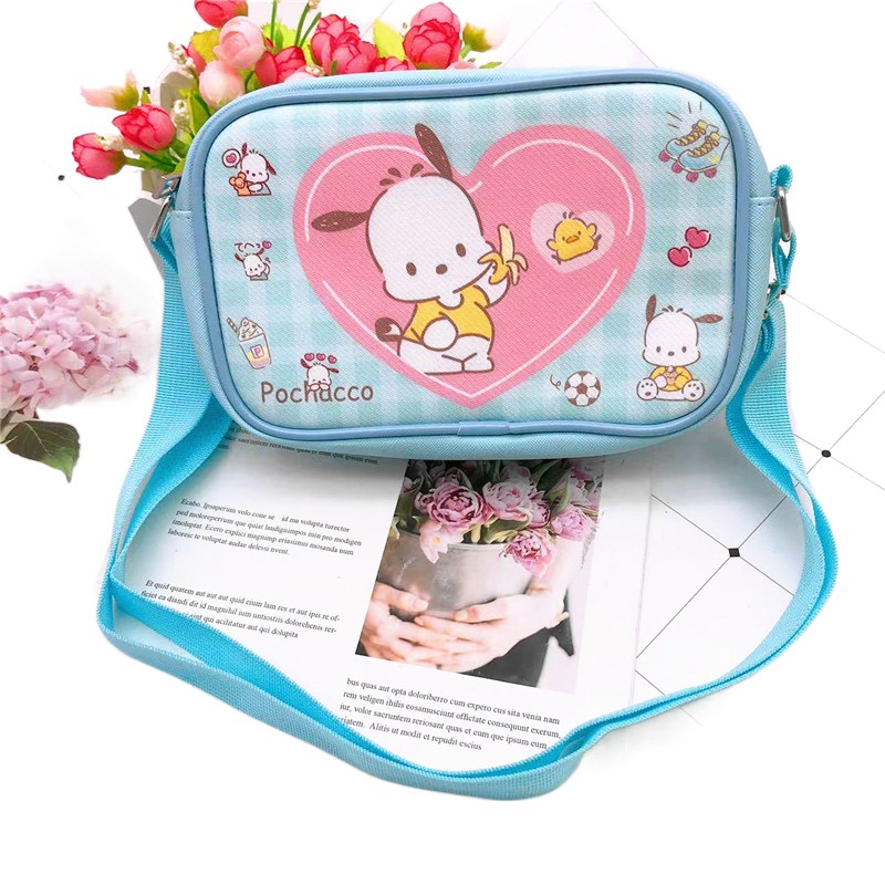 Japanese-Style Pu Double-Sided Printed Small Square Bag, Large Capacity Cartoon Children's Student Shoulder Bag Crossbody Bag