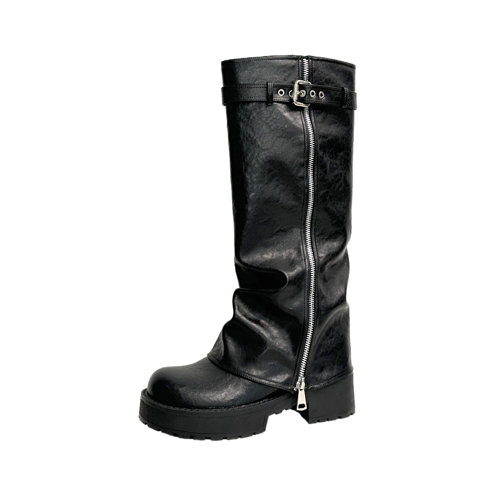 Botas Vaqueras Altas para Mujer de 8 cm Superfibra Suela Gruesa Aumento de Altura para Otoño e Invierno