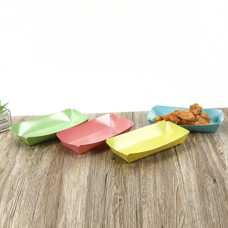 厂家批发免折一次性船盒小吃炸串薯条加厚防油敞口盒耗生蛋包装盒
