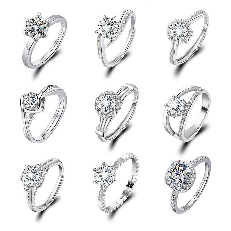 Adjustable wedding ring, 1‑carat style, light‑luxury design, multiple motif options