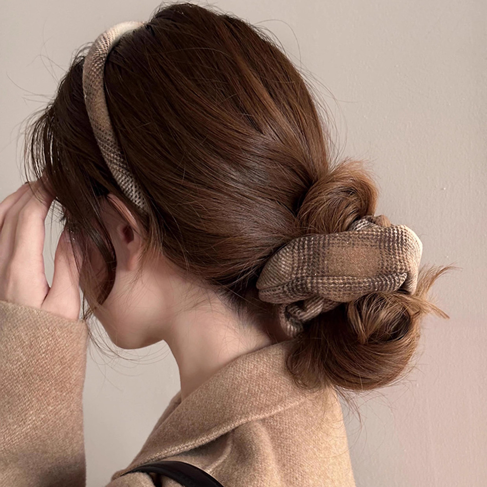 British style pattern fabric headband for women, high-end sense, foreign style fashion headband, simple large intestine hair band for women_voghion.com