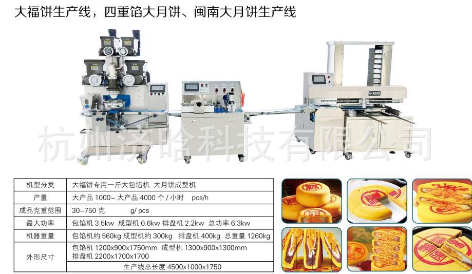 大福饼包馅机,大月饼成型机,状元饼排盘机,闽南大月饼生产线设备