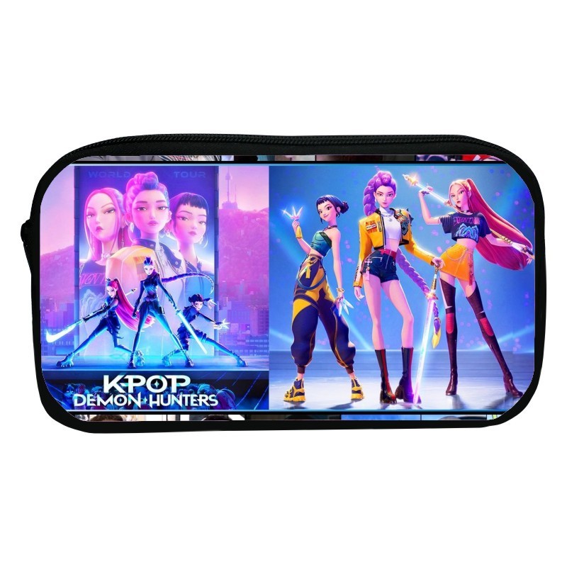 新品印花猎魔女团K-POP笔袋卡通文具袋Huntrix Kpop小学生收纳包|undefined