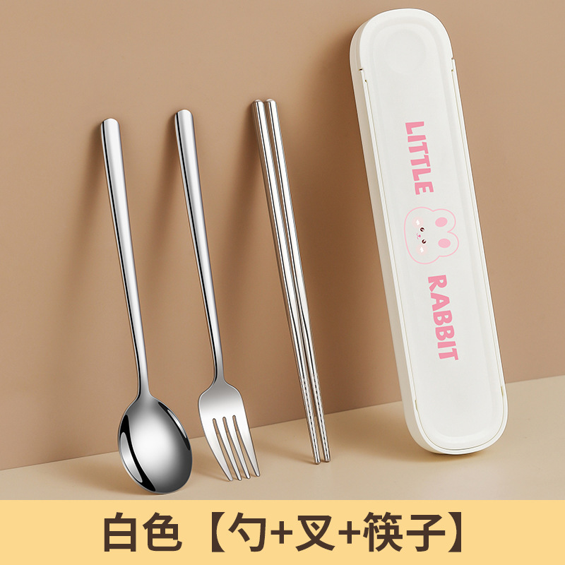 304ステンレス携帯食器三点セット箸スプーンフォーク高颜値学生かわいい食器セット|undefined