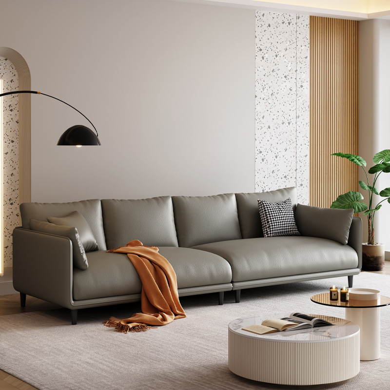 Salón de estar diseñador de lujo italiano nuevo sofá de piel de gato ins combinación de sofá de sala de estar de tipo pequeño
