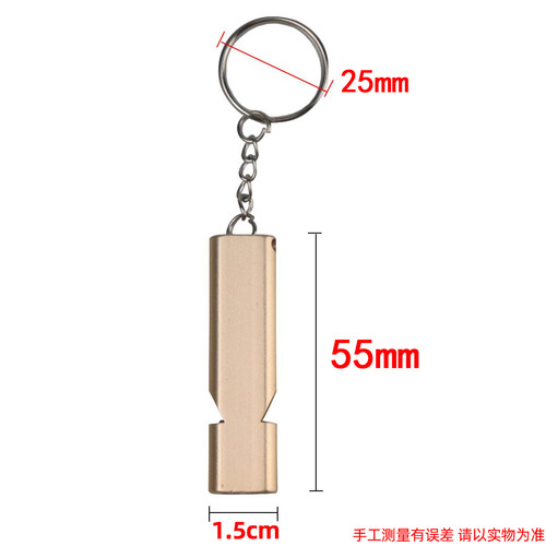 Cross-border aluminum alloy dual-frequency survival whistle Double tube outdoor survival rescue whistle equipment EDC tool