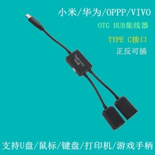 USB3.1 OTG线TYPE-C  HUB集线器一拖二分线器多口USB拓展坞接手机