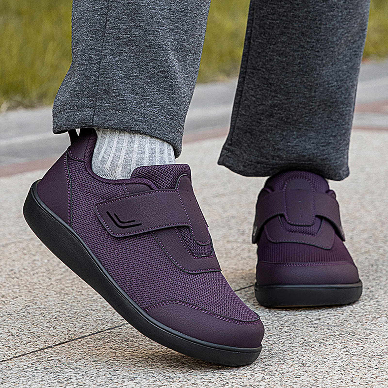 Velcro cabeza redonda pareja viajes zapatos de caminata, zapatos casuales de primavera y otoño zapatos deportivos de malla de altura baja