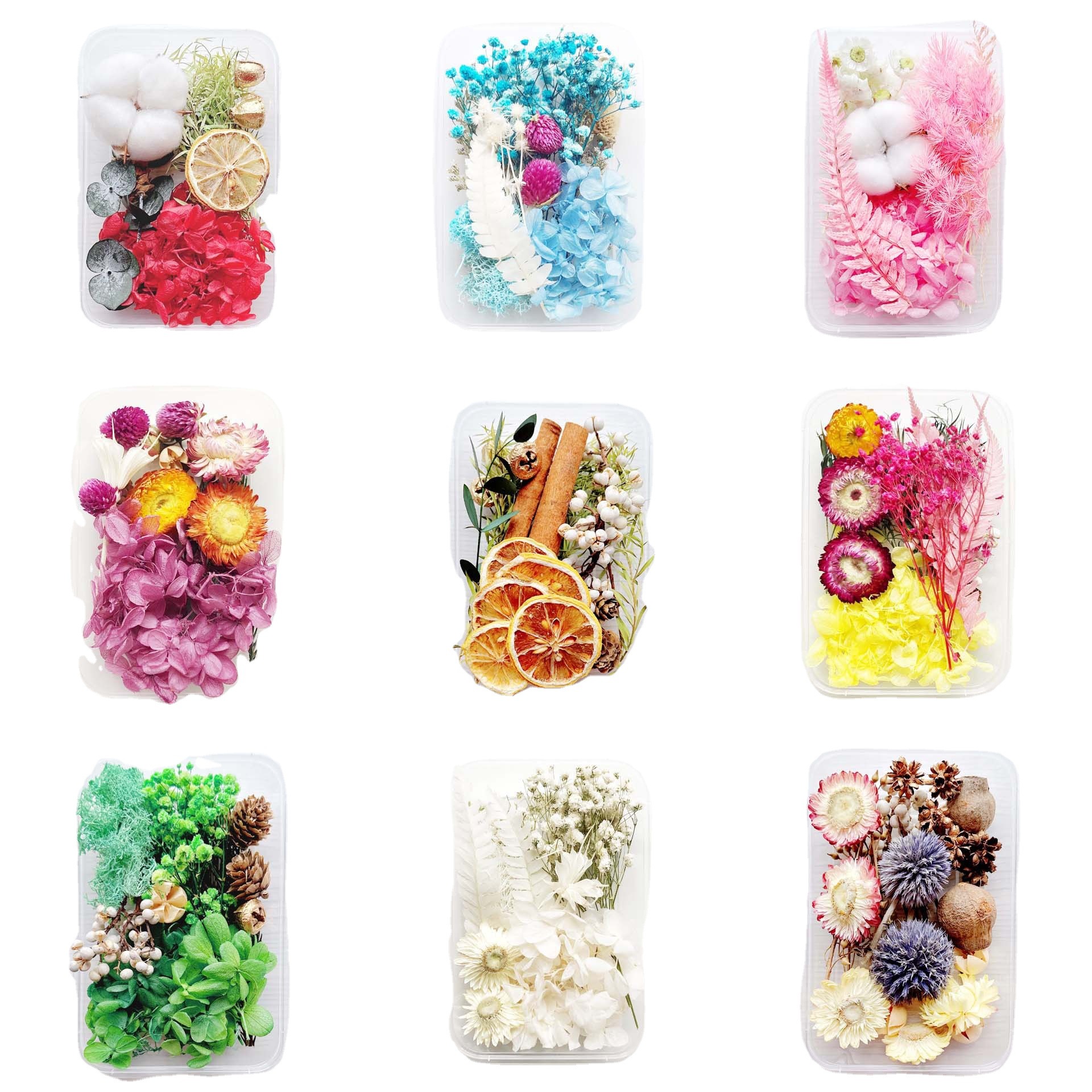 [Caja de flores personalizada] Flor seca paquete de material de flor eterna aromaterapia material de flor de bricolaje Marco de fotos para niños paquete de material de ventilador