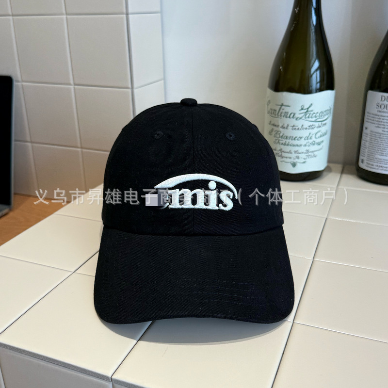 emis 帽子 レディース 新しいハイバージョン野球帽 韓国 ins トレンド ブランド グリーン ソフトトップ フェイス リトル アヒル タン 黒|undefined
