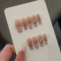 224 中型はしご [オリジナルリアルショット] シルバー スマイル キャットアイ テンダーピンク フレンチ ヒョウ柄 ハンドメイド ウェアラブル ネイル