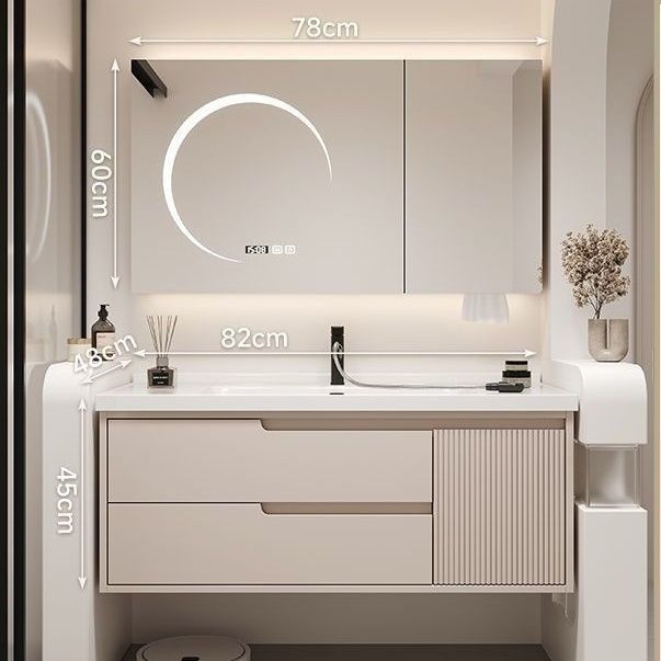 简约吸塑门浴室柜卫生间组合奶油洗手智能洗脸盆洗漱洗手池陶瓷盆