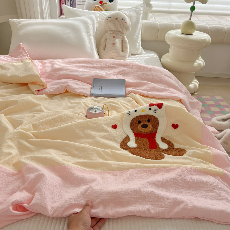 Edredón de verano de hilo de sensación de nube Edredón de aire acondicionado 2025 nuevo edredón fresco de verano dormitorio individual colcha de verano lavable a máquina