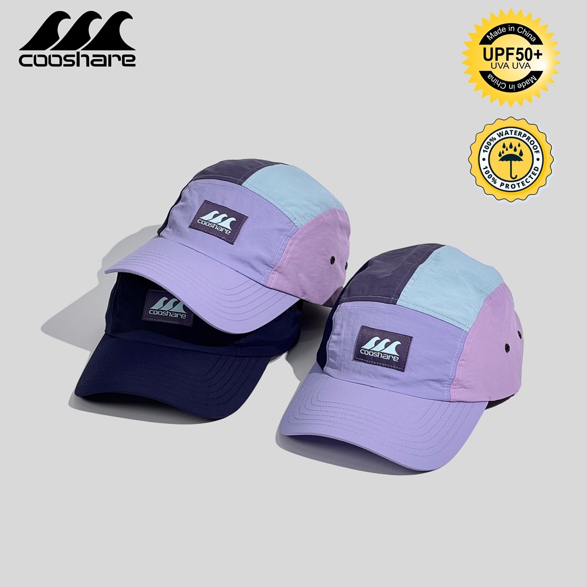 Trendy Brand Color-matching Baseball Hat Summer Sunscreen Hat Women's Anti-ultraviolet Outdoor Sports Five-piece Hat Quick-drying Cap