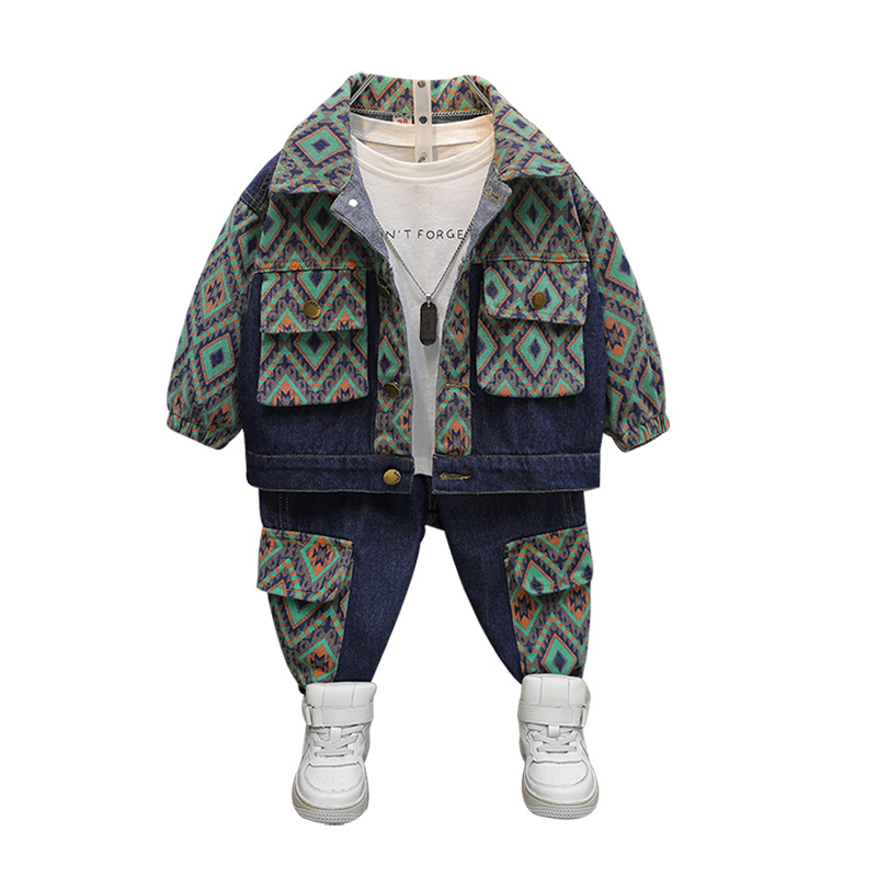 Boys' 2023 Spring Autumn New Trendy Cool and Handsome Two Piece Set for Children's Jeans_voghion.com