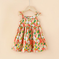 Girls Dress Children's Ins Style Princess Suspender Skirt 2024 Summer Korean Style Children's Clothing Floral Skirt
