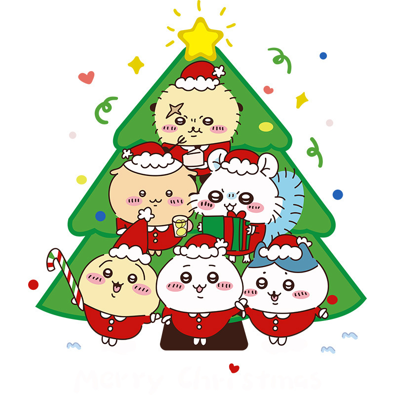 2026 新年とクリスマスデコレーションステッカークリスマスツリーちいかわウィンドウガラスドアステッカーウィンドウステッカー|undefined