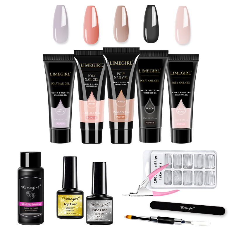 15ml de uñas arte extensión pegamento traje de uñas molde doble cabeza cepillo una palabra tijeras herramienta uñas arte cristal extensión pegamento traje