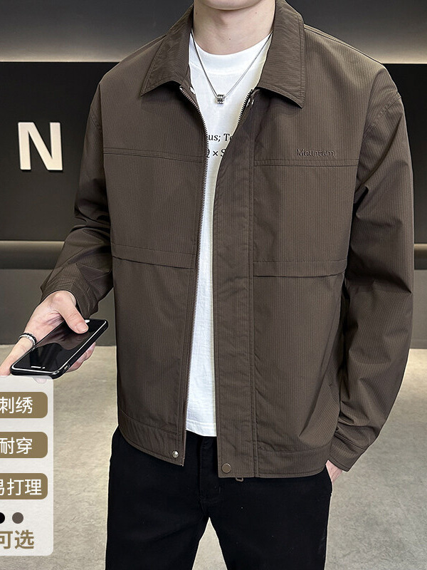 男士外套年春季新款翻领帅气工装青年夹克百搭时尚潮流上衣帅|undefined