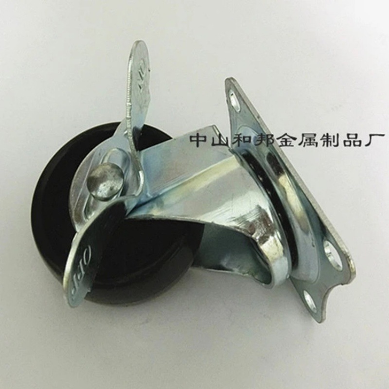 万向脚轮 轻型1.2厚2寸推车架置物架脚轮家具轮平底刹车黑PP脚轮