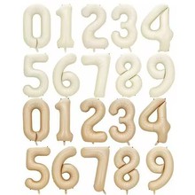 40寸铝箔数字气球五角心形气球奶白焦糖巧克力色氛围感装饰气球