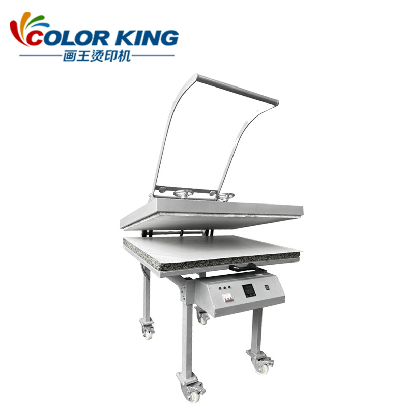 En stock 80*100cm de gran formato máquina de prensa de calor de prendas de vestir magnética semiautomática Correa estirable máquina de impresión de trípode