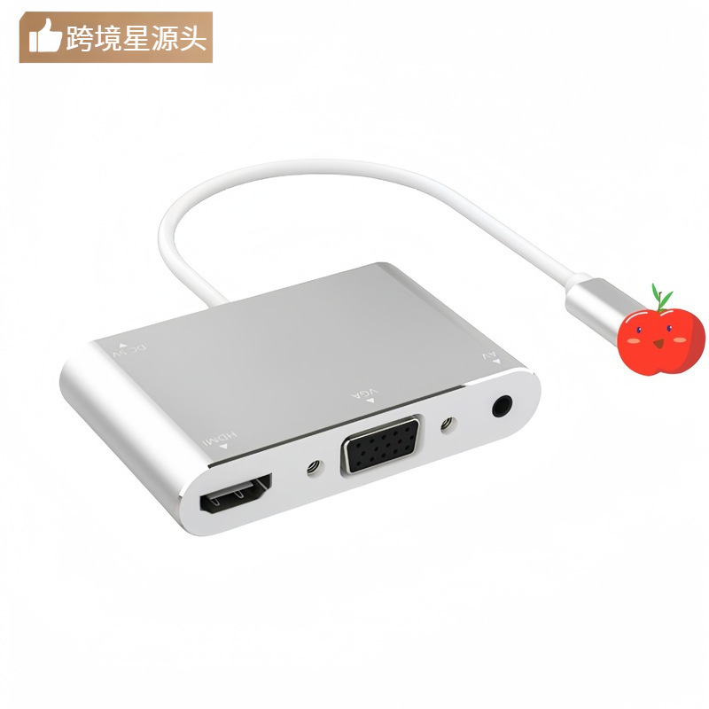 Suitable for Apple Mobile Phone to HDMI+VGA Adapter Mobile Phone Same-screen Converter x6l-2 P32