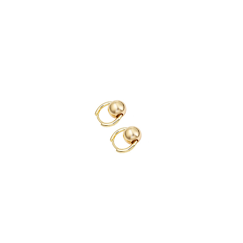 Mode Einfachen Kleinen Goldenen Kugeln Kreis Kupfer Ohrringe display picture 5