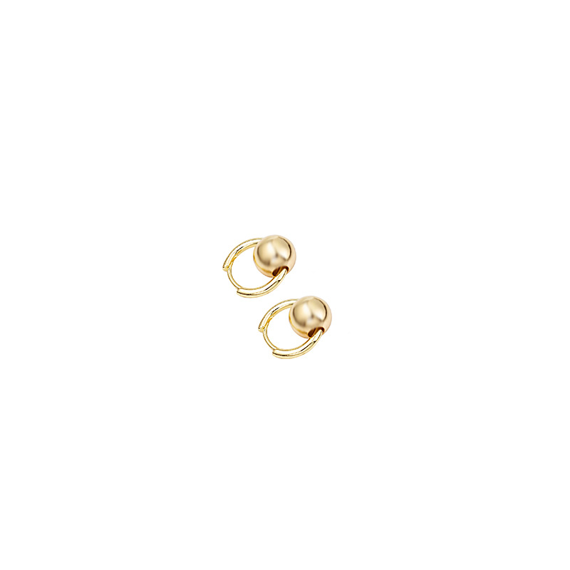 Mode Simple Petit Boules D'or Cercle De Cuivre Boucles D'oreilles display picture 5