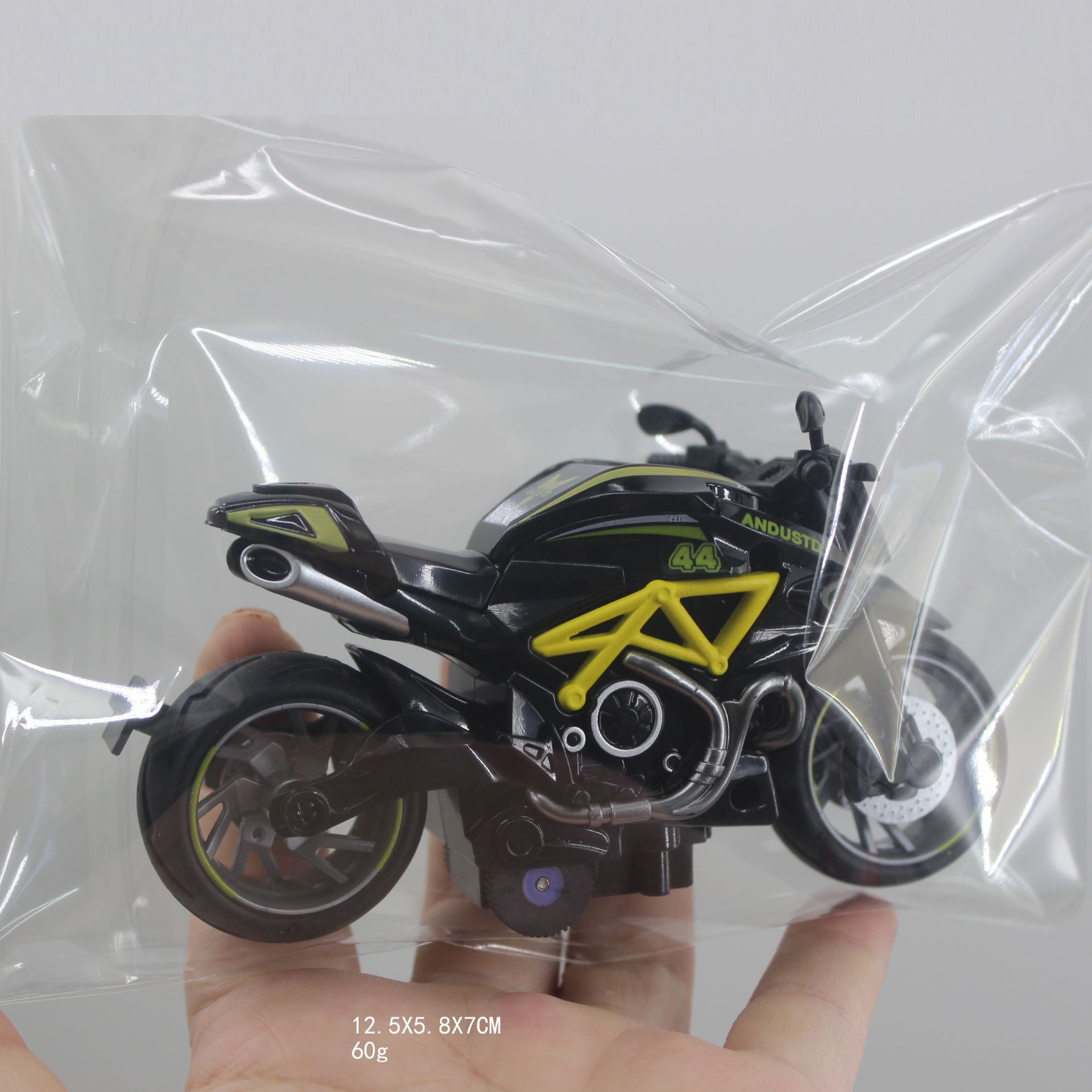 OPP 가방 60G 노란색 H7788-4 시뮬레이션 오토바이 모델 12.5X5.8X7CM