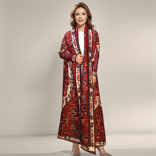 Muslim Robe Women's Long Dress Robe Arab Dubai Middle East Women's 2025 New Abaya Printed dress