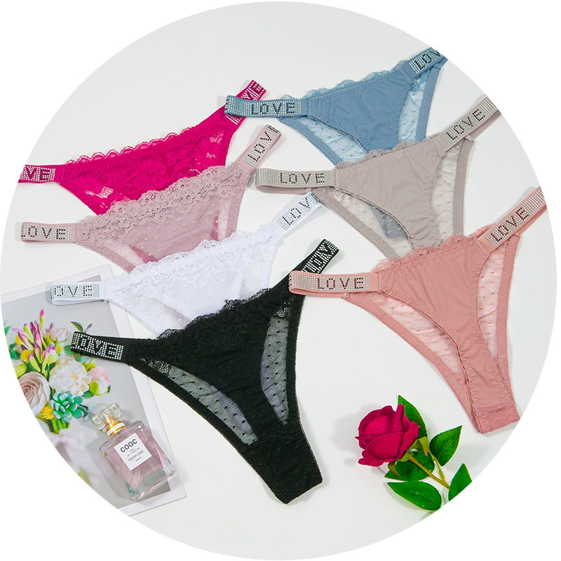 Lace sexy trousers for yoga, underwear, (Cross-border trading), European style, mid rise