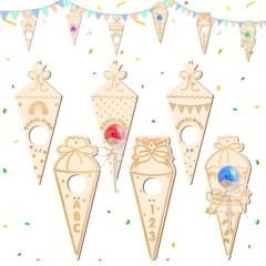 クロスボーダークリスマス装飾ペンダント手作り落書き DIY アイスクリームペンダント木製誕生日パーティーの装飾小道具