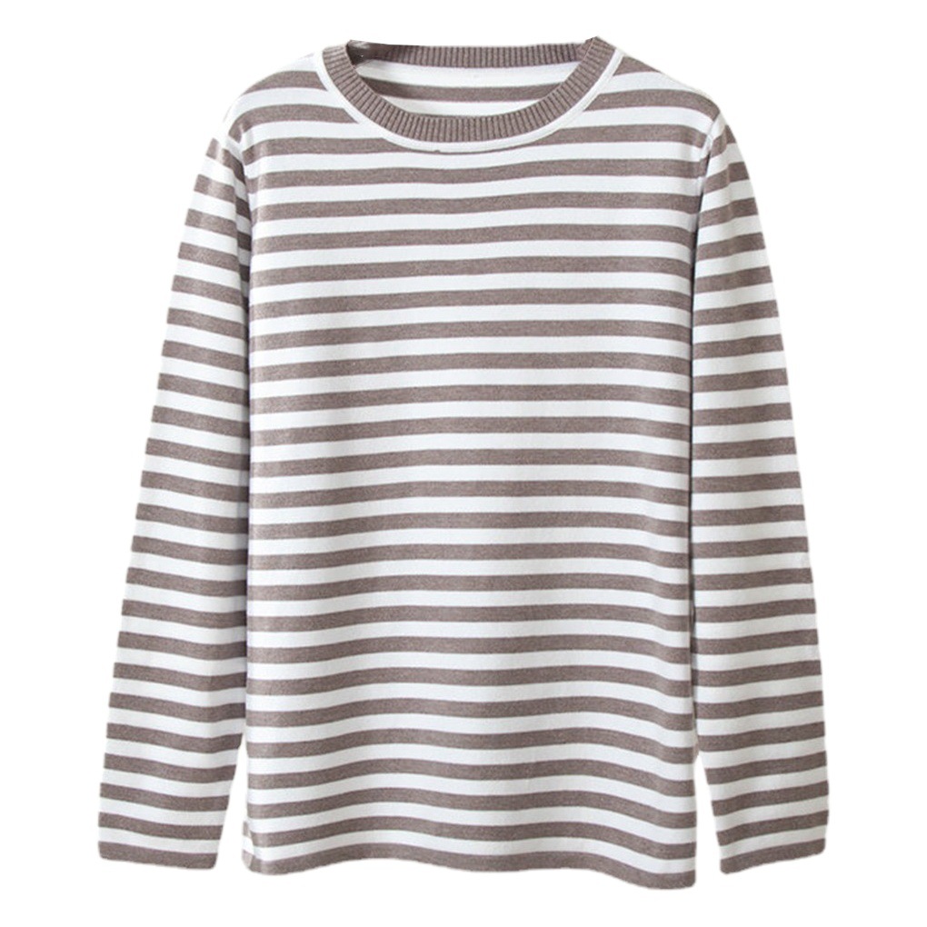 Suéter de punto a rayas con cuello redondo, estilo europeo y americano, primavera 2025, versátil, clásico, retro, para mujer