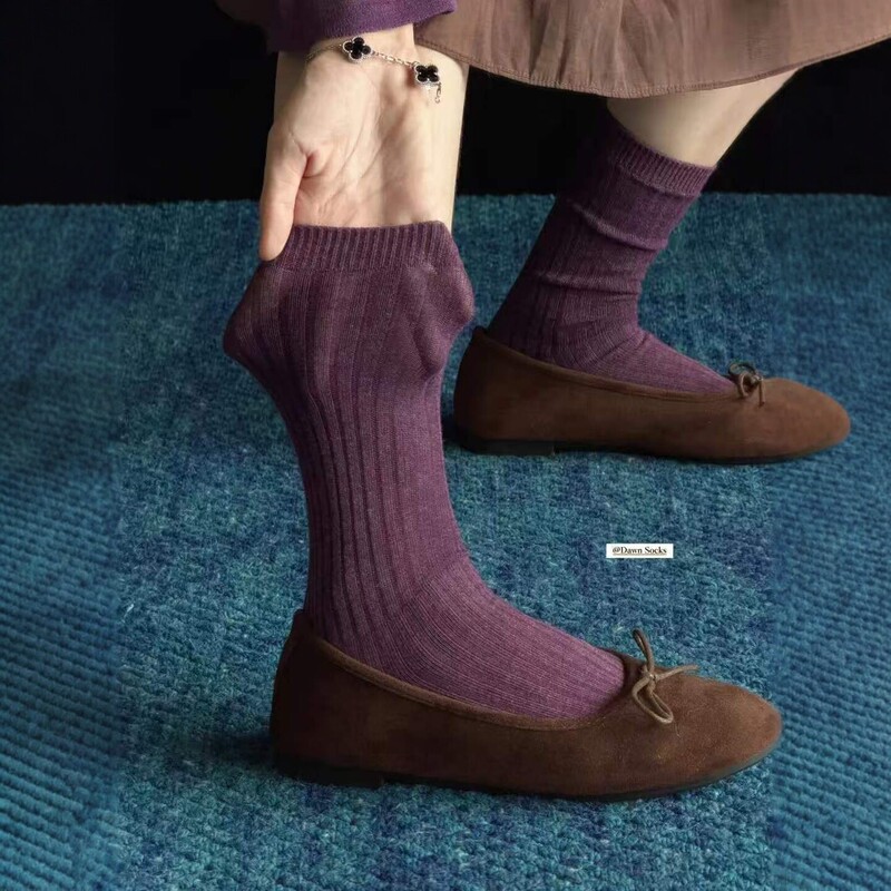 13 Colors·Retro Violet Vertical Striped Socks for Women, Autumn and Winter Solid Color Versatile Wide Stripe Slimming Long Tube Socks 13 Colors·Retro Violet Vertical Striped Socks for Women, Autumn and Winter Solid Color Versatile Wide Stripe Slimming Long Tube Socks