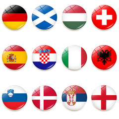 2024 European Football Championship Flag Fridge Magnet Crystal Glass Whiteboard Sticky Note Magnetic Pencil Holder Small Gift 25mm