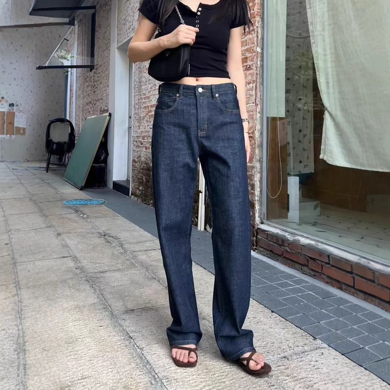 Korean Niche Brand Celebrity-Inspired High-End Style, Leg-Lengthening, Soft, Loose, Casual Denim Straight-Leg Pants