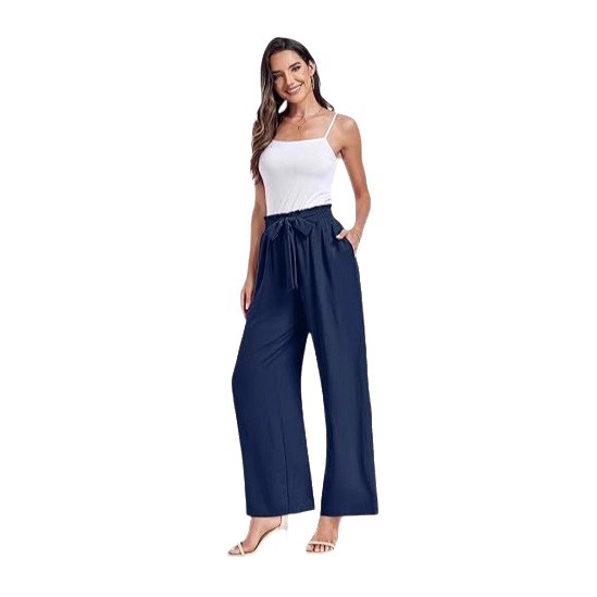 2025 pantalones de piernas anchas de mujer cintura alta elegante ajustable nudos pantalones largos largos casuales de negocios correa de bolsillo para mostrar piernas largas image 6